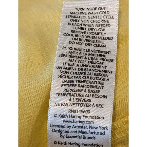 Keith Haring T Shirt Mens Medium Butter Yellow Tee Short Sleeve Crewneck Logo - Picture 6 of 6